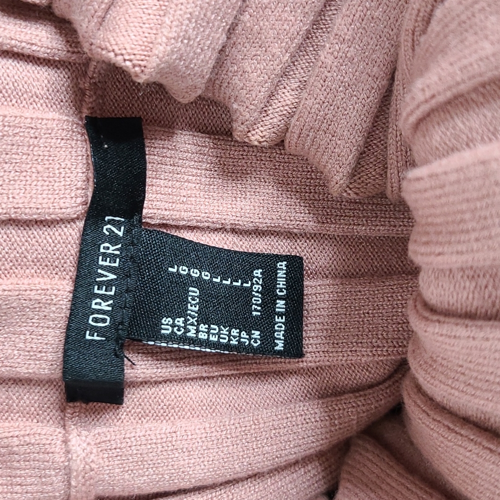 Sweater Size Large Blush Pink Off  Shoulder Lightweight Ribbed Knit Sexy Fall - Picture 5 of 6